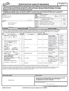 2024-2025 Certificate of Workers Comp and Liability Insurance